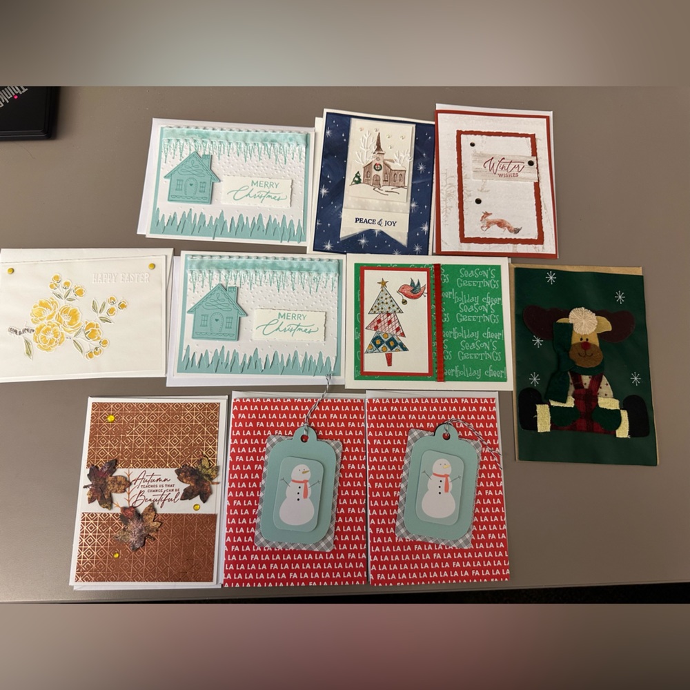 Homemade Assorted Holiday Greeting Cards -10 cards